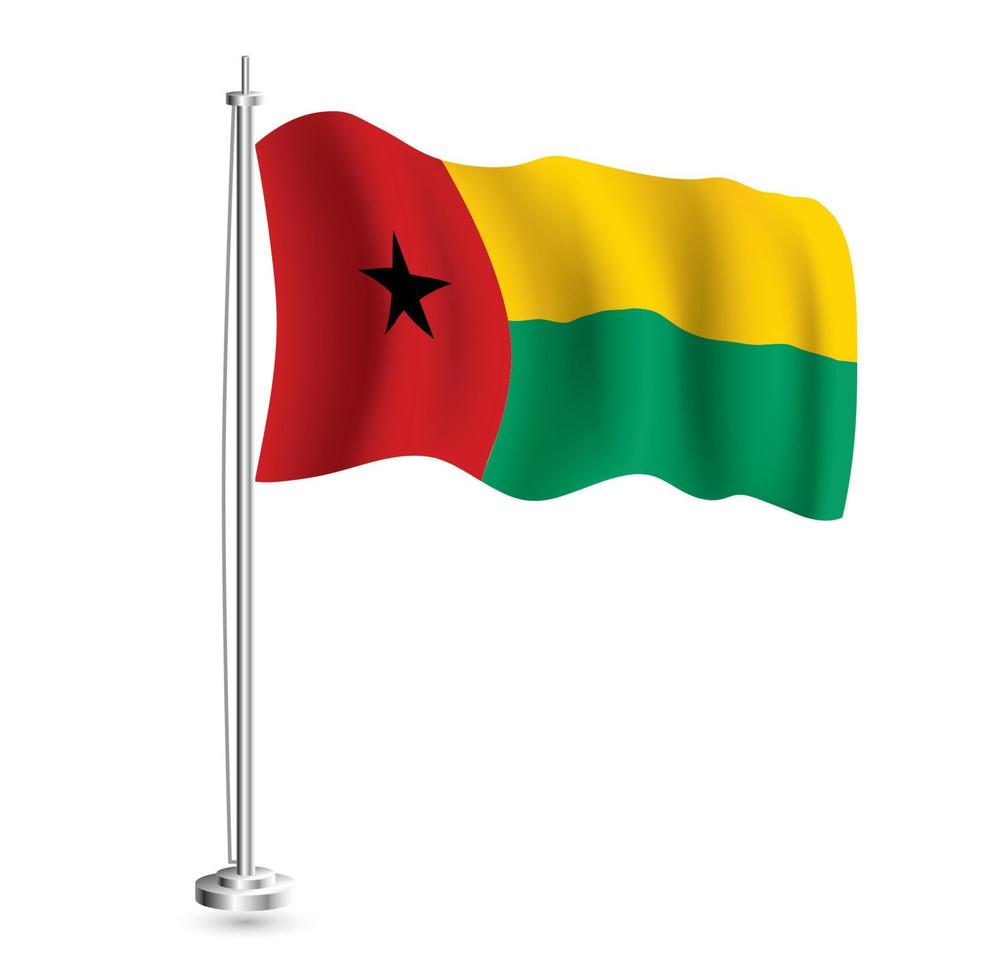 guinea-bissau flagga. isolerat realistisk Vinka flagga av guinea-bissau Land på flaggstång. vektor