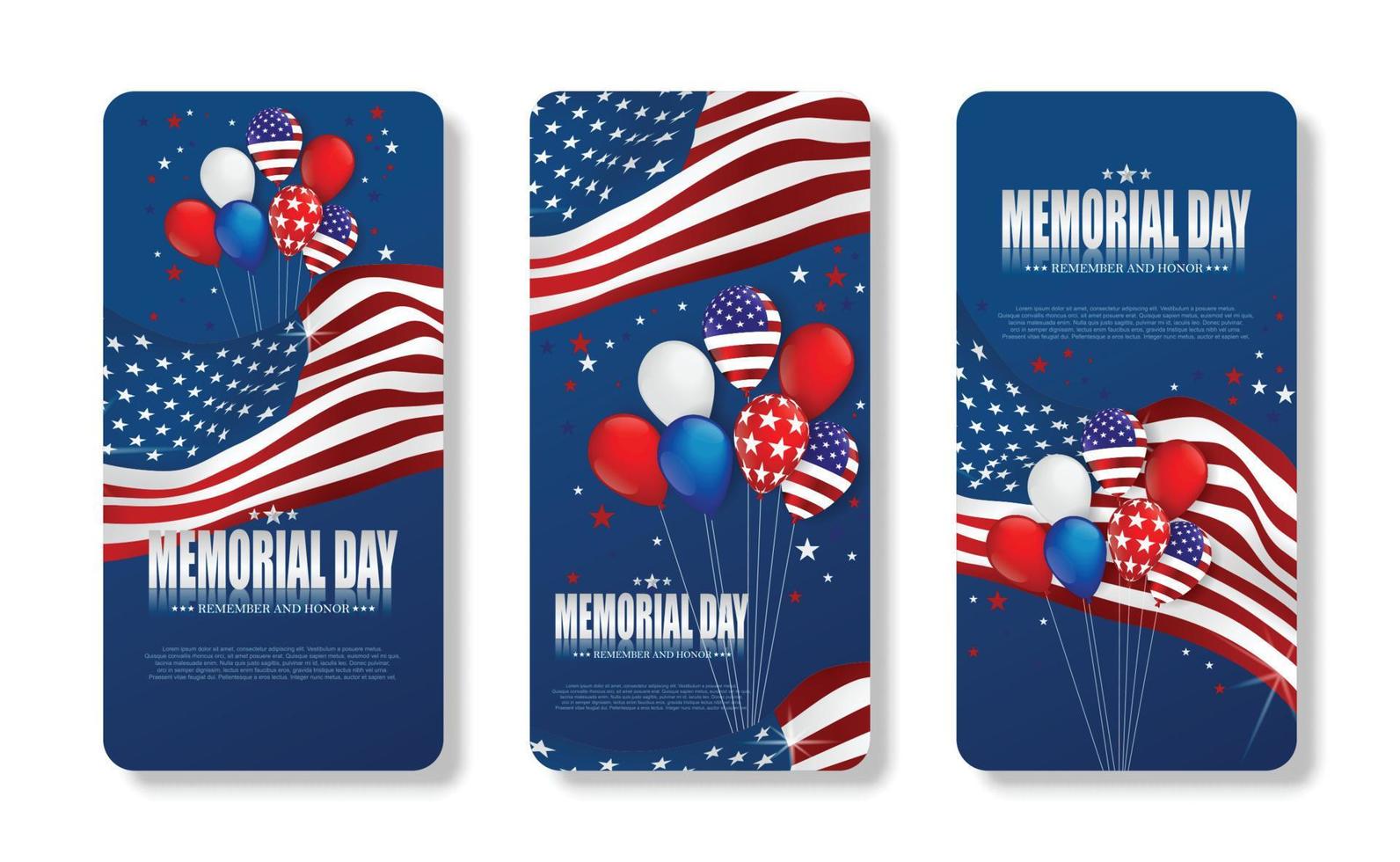 Denkmal Tag. merken und ehren. Vektor Illustration. Handy, Mobiltelefon Telefon amerikanisch Flagge Illustration zum Amerika vereinigt Zustände National Tag 4 .. Juli.