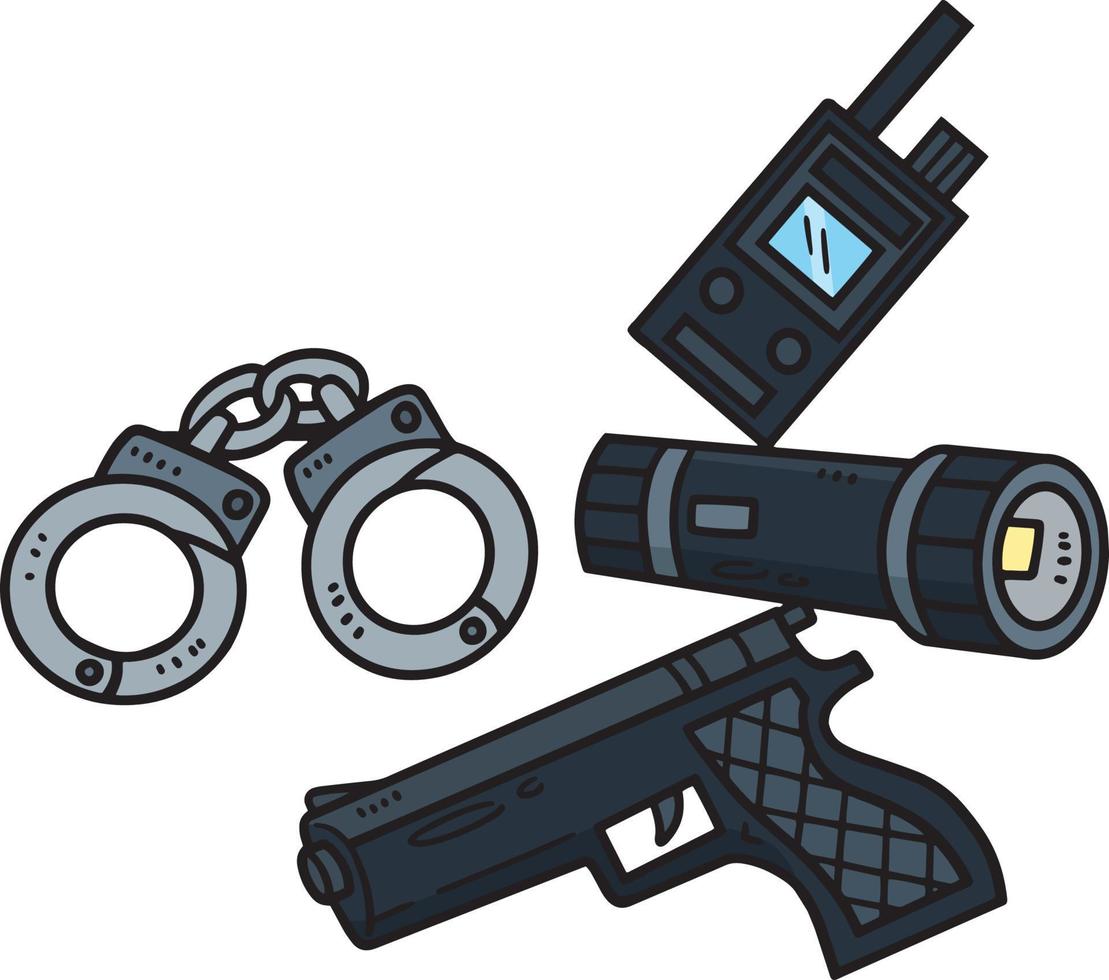 polis officer Utrustning tecknad serie färgad ClipArt vektor