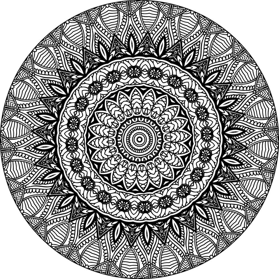 Vektor abstrakte Mandala-Muster. Kunst an der Wand. Malbuch Spitzenmuster das Tattoo. Design für ein Tapetenfarbenhemd und Fliesenaufkleberdesign, dekoratives Kreisornament im orientalischen Ethnostil