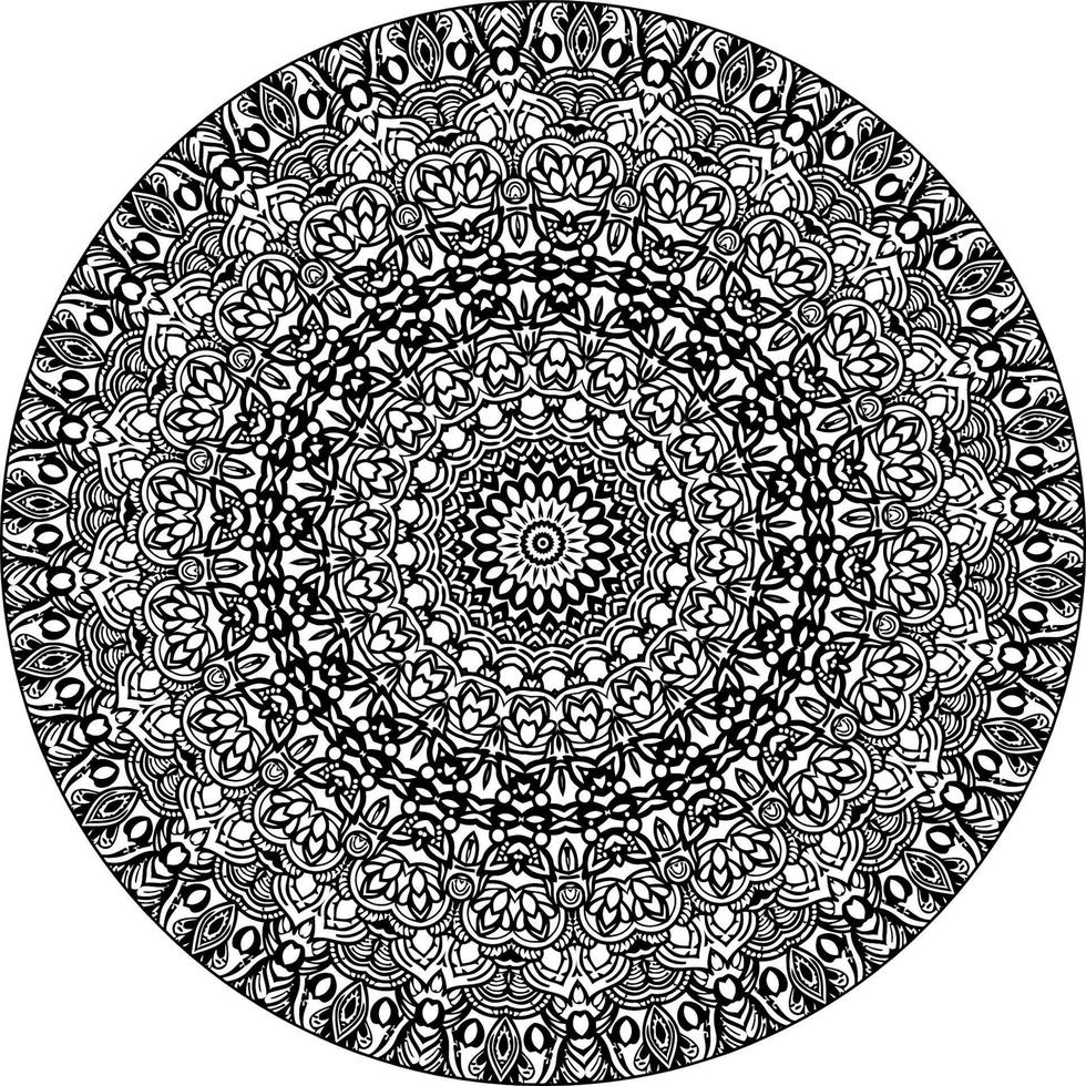 Mandala-Malbuchkunst, Tapetendesign, Fliesenmuster, Hemd, Grußkarte, Aufkleber, Spitzenmuster und Tätowierung. Dekoration für die Innenarchitektur. Vektor ethnische orientalische Kreisverzierung. Hintergrund