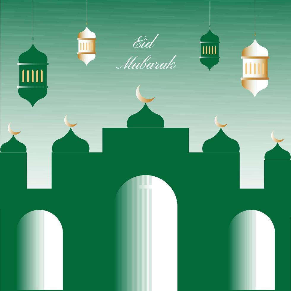 eid mubarak platt stil dekorativ hälsning bakgrund vektor