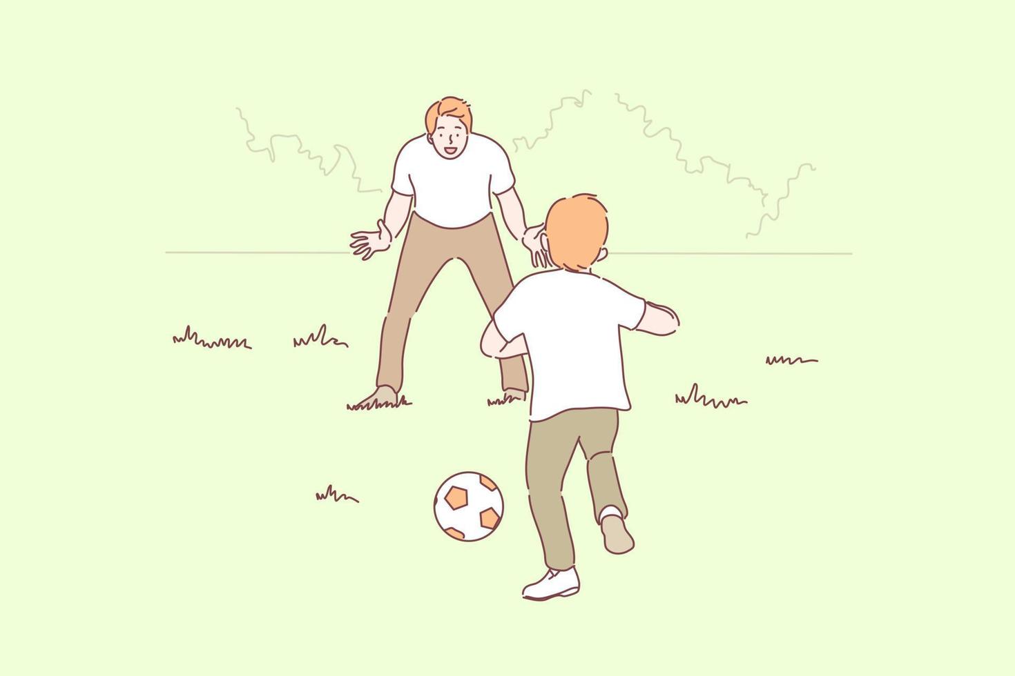 Sport, Fußball, Familie, Vaterschaft, Kindheit Konzept vektor