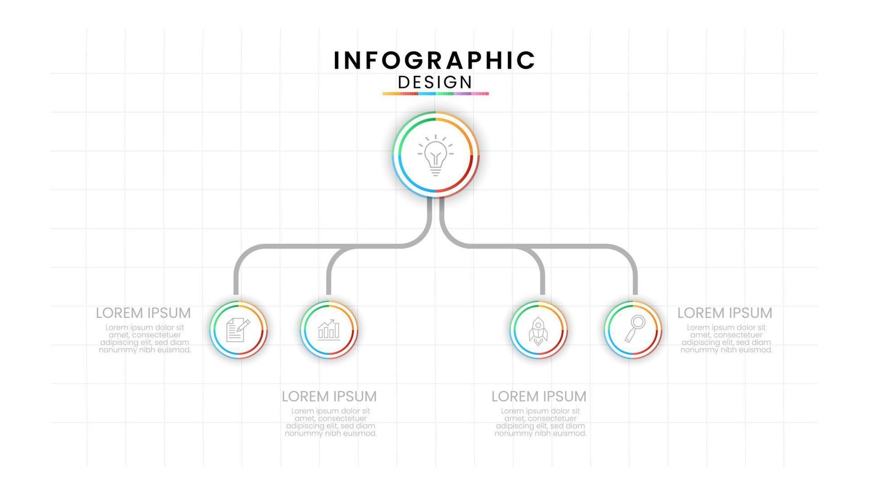 Geschäft Daten Prozess Diagramm Konzept. 5 Schritte modern Linie Verfahren, Kreis Infografik zum modern Hintergrund Vorlage. vektor