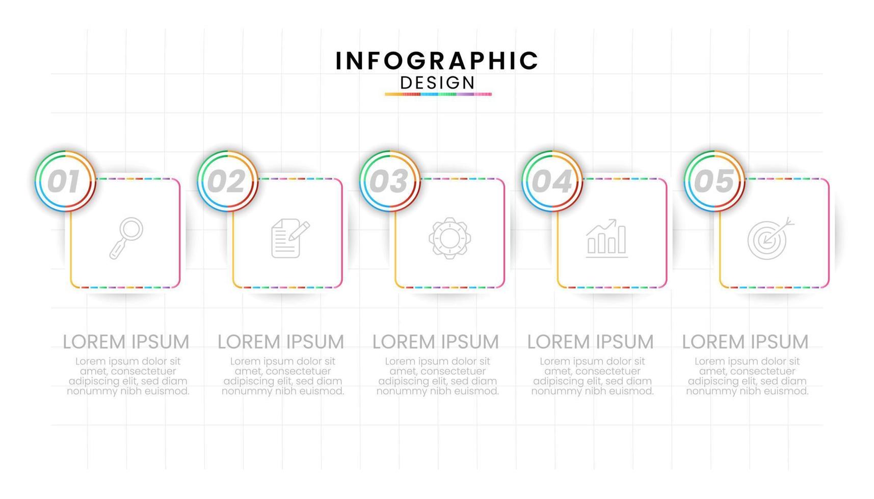 infographic mall för företag begrepp. tidslinje bearbeta modern med 5 steg. presentation vektor infographic