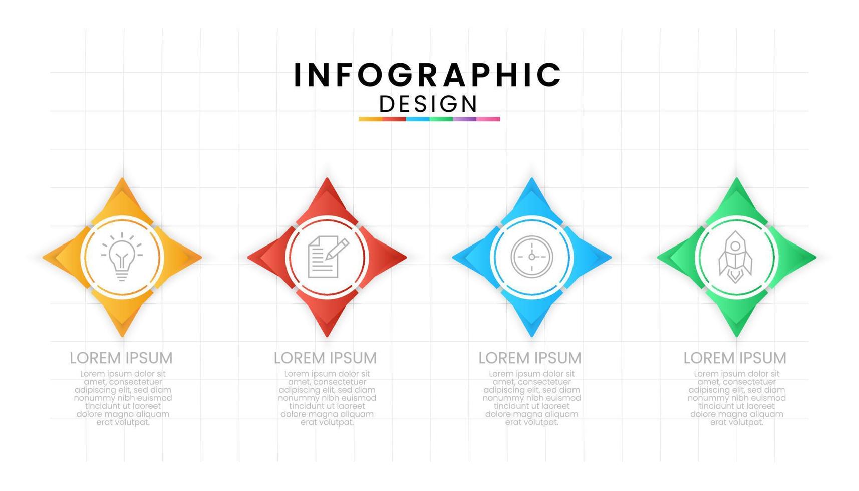 modern Infografik Vorlage. Kreis Element Design mit Marketing Symbole. Geschäft Konzept mit 4 Möglichkeit vektor