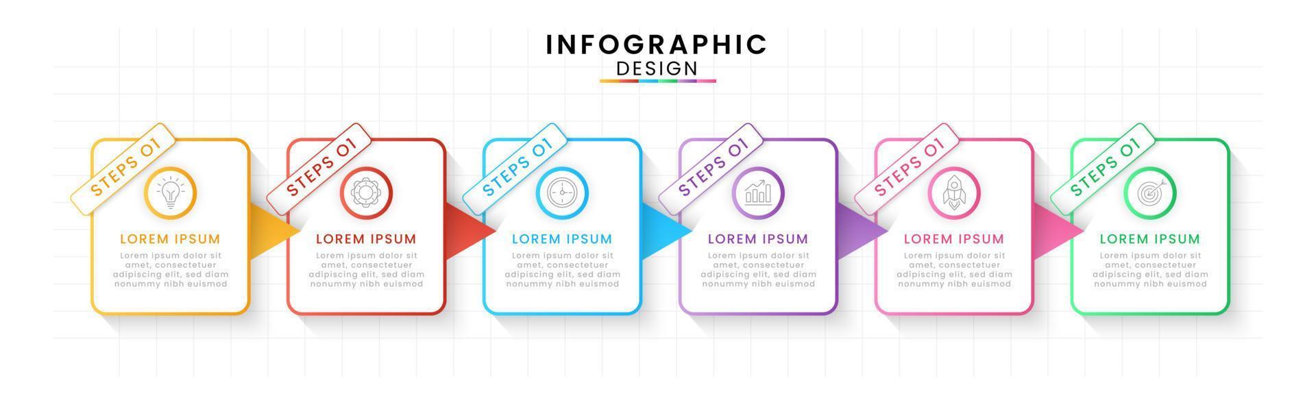 infographic mall för företag. tidslinje begrepp med 6 steg. vektor