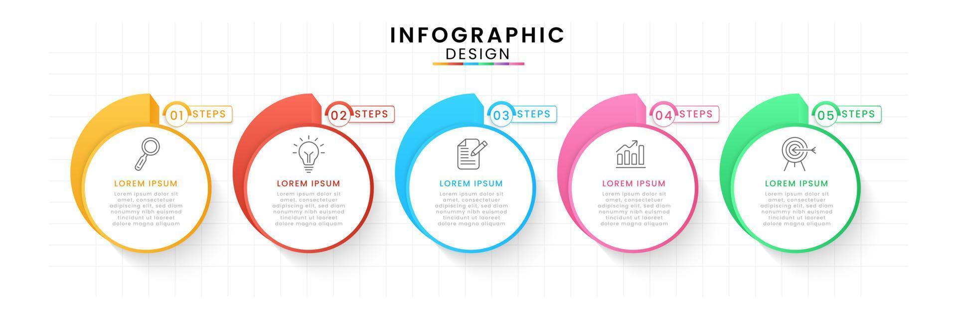 Vektor Infografik Design Vorlage modern Zeitleiste. 5 Optionen oder Schritte, Geschäft Projekt Vorlage zum Präsentation und Bericht.