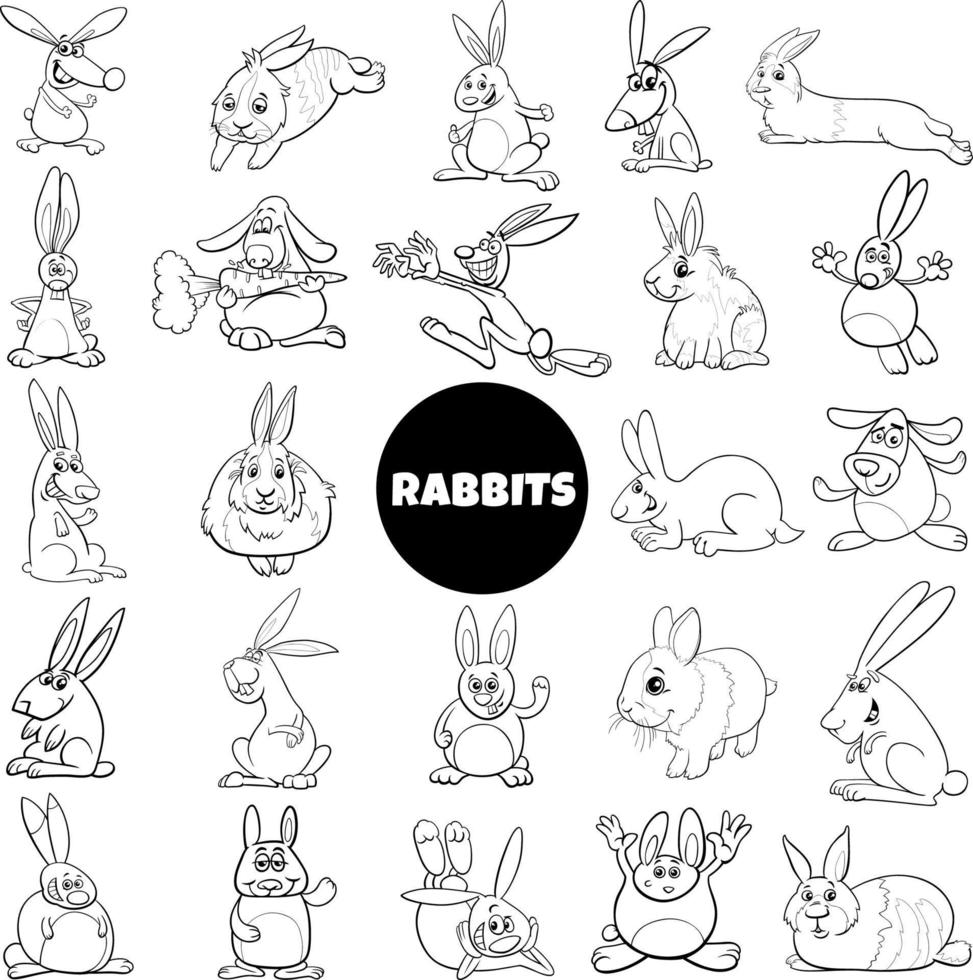 komisch Karikatur Kaninchen Tier Zeichen groß einstellen vektor