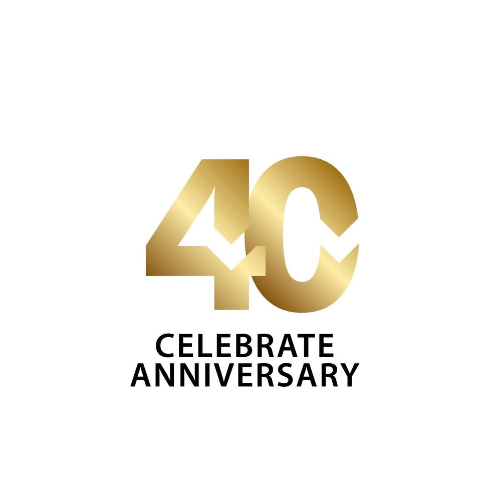 40-årsjubileum firar guldvektormalldesignillustration vektor