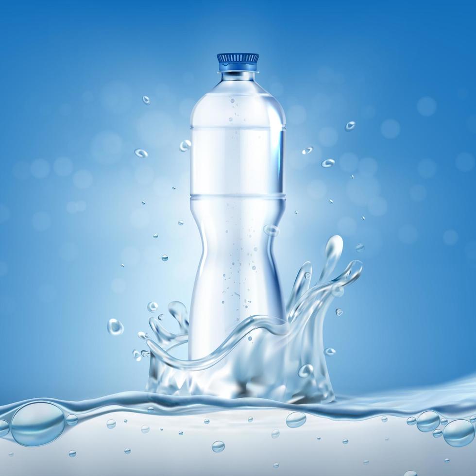 realistisk detaljerad 3d mineral vatten plast flaska. vektor