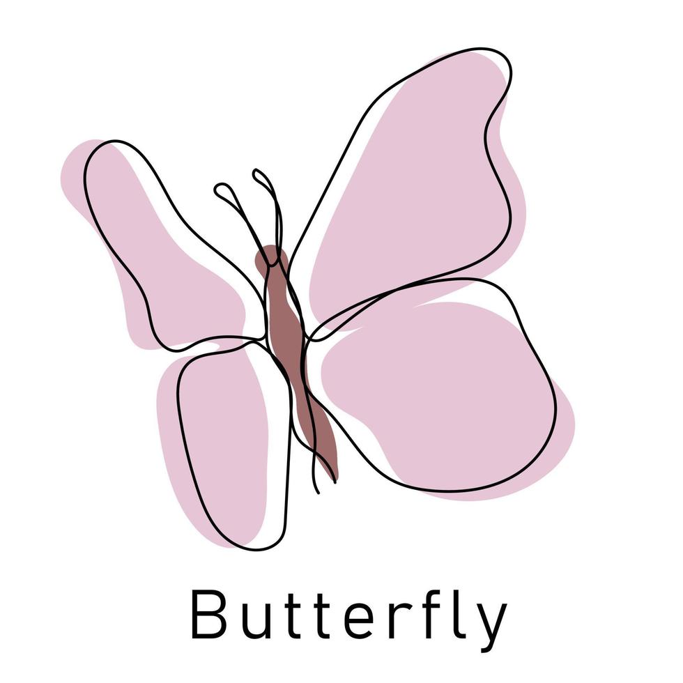 Schmetterling kontinuierlich Linie Zeichnung Element isoliert auf Weiß Hintergrund zum Logo oder dekorativ Element vektor