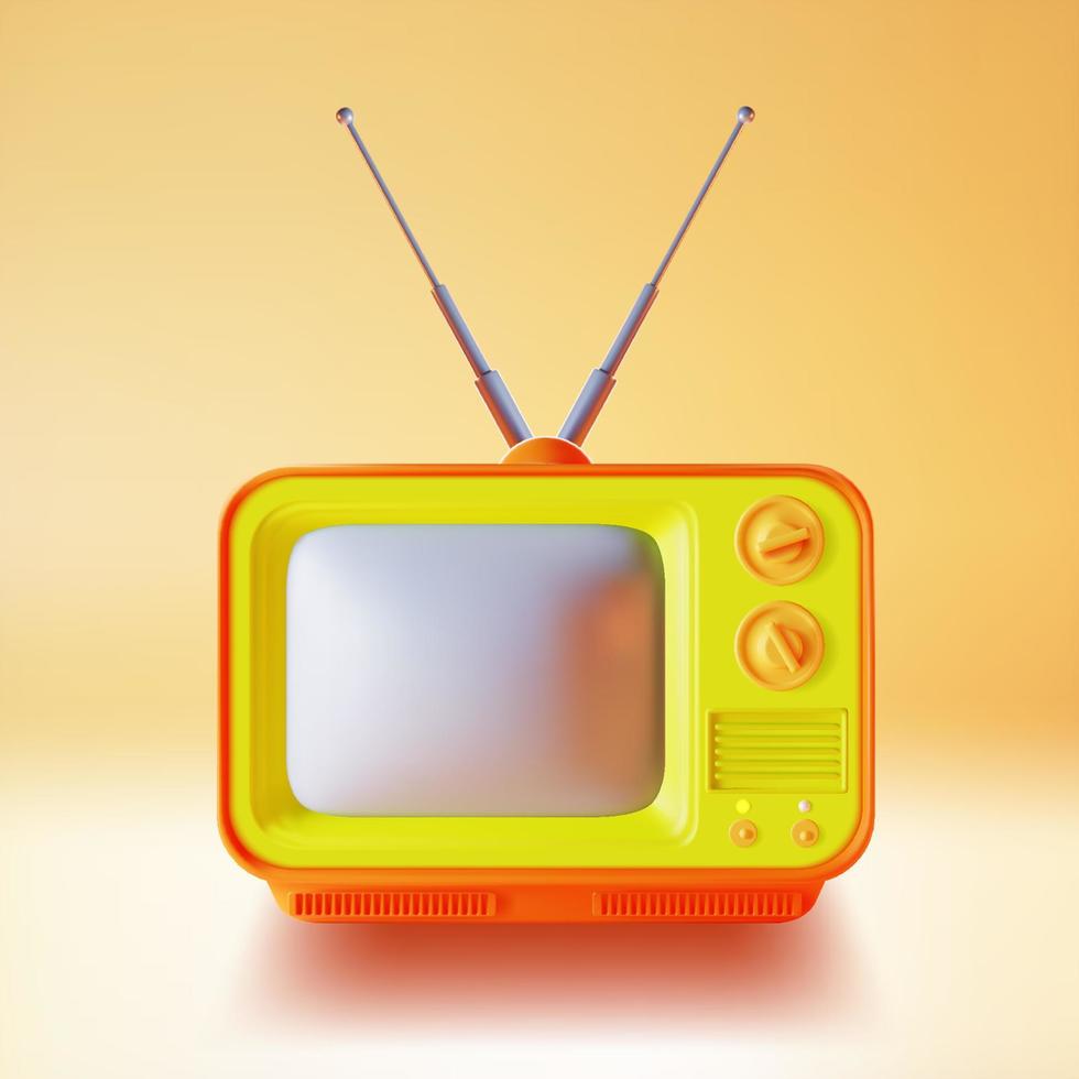 3d retro tv plastin tecknad serie stil symbol av film och Nyheter utsända . vektor illustration av årgång TV