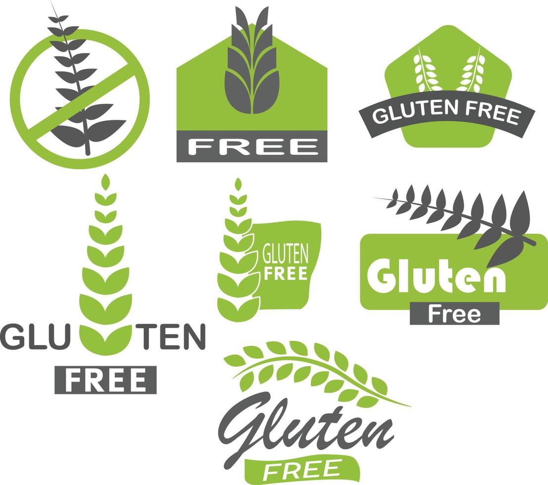eco ikoner uppsättning, gluten fri logotyp ikon celiac symbol diet vektor