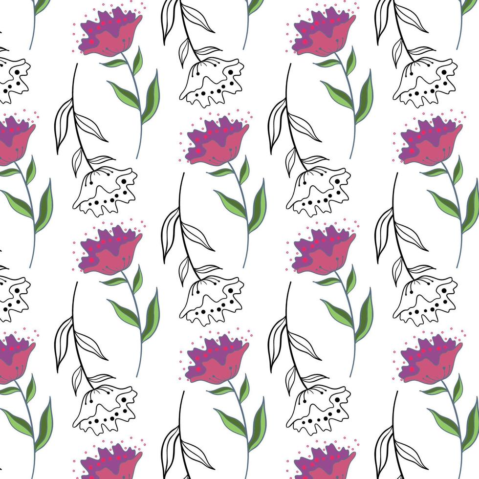 nahtlos Blumen- Muster. süß retro Texturen. Blumen und Punkte zum Stoff, Papier, Verpackung Design. vektor