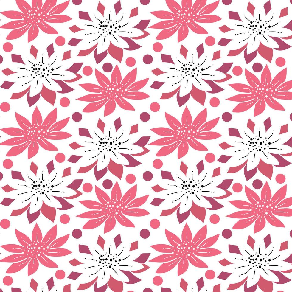 nahtlos Blumen- Muster. süß retro Texturen. Blumen und Punkte zum Stoff, Papier, Verpackung Design. vektor