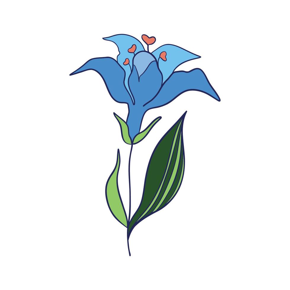 wild Blume. Blumen- Kräuter- Pflanzen mit Blau Blumen. zart Feld und Wiese Wildblumen und Kräuter. botanisch eben Vektor Illustration von zart Sommer- Flora isoliert auf Weiß Hintergrund