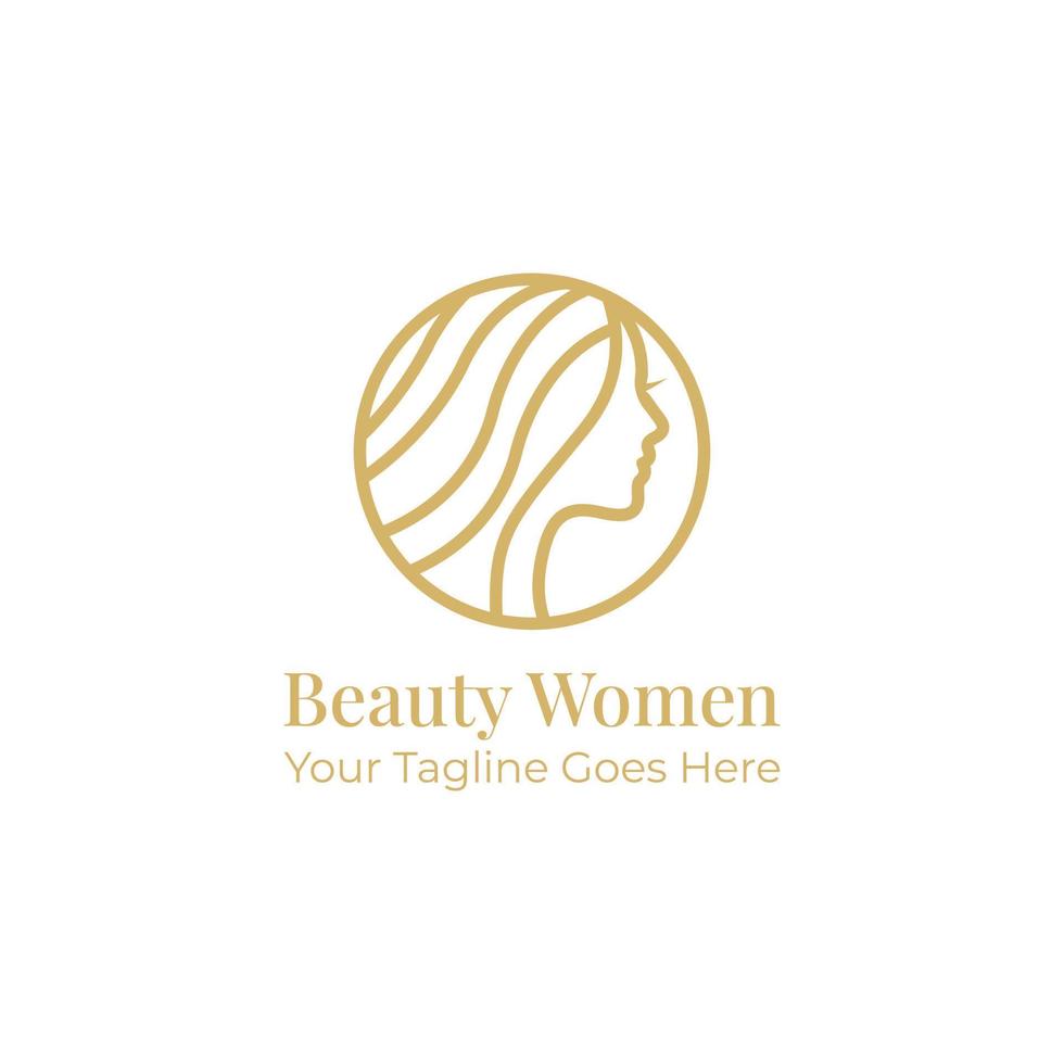schön Frau Logo Design mit minimalistisch Linie Stil Grafik Vektor