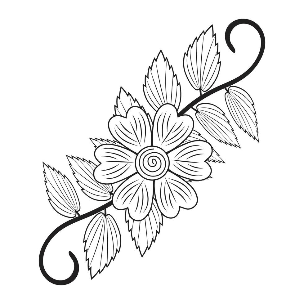 Hand gezeichnet Gekritzel Blumen, botanisch Blumen- tropisch Geäst Gekritzel Blumen- Symbol, Blumen- Kranz, freihändig Gänseblümchen Blume, Design Elemente Blumen- Färbung Seiten, und Blumen- Vektor Illustration