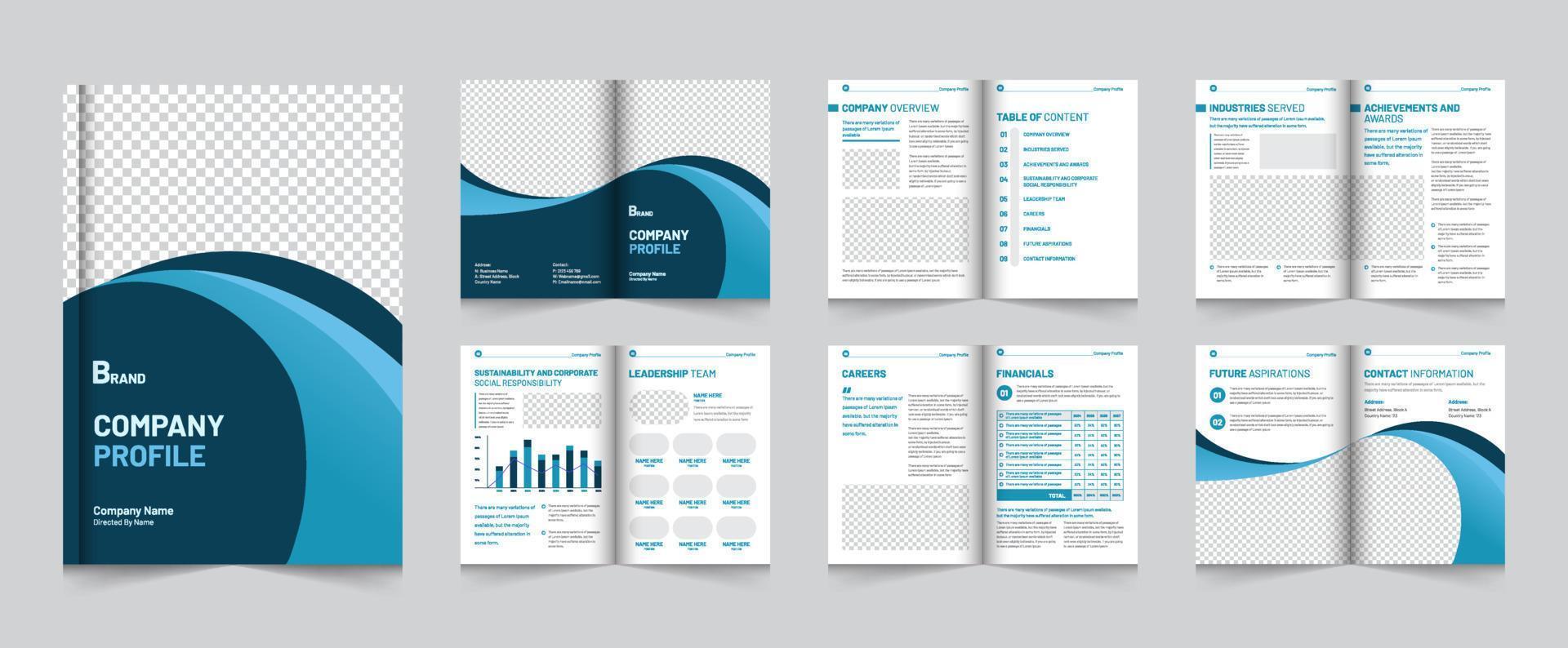 redigerbar kreativ och modern flersida företag broschyr layout mall design vektor