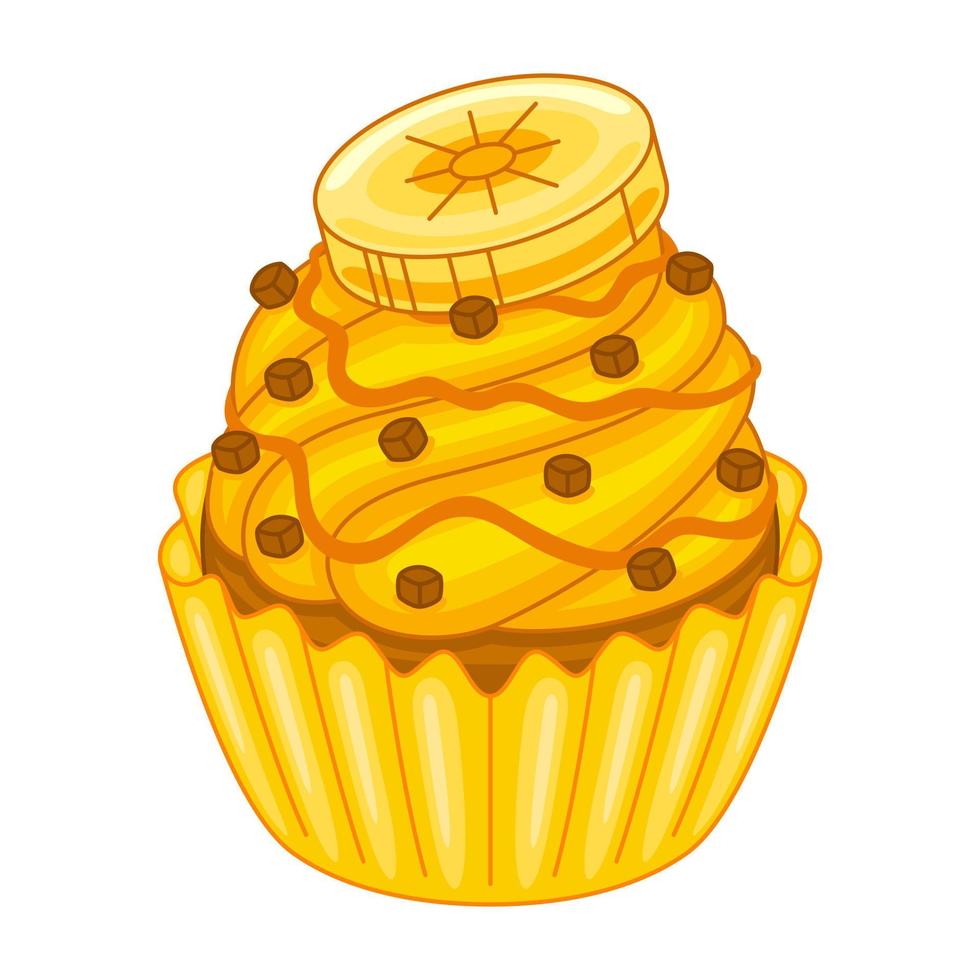 Banane Karamell Cupcake im Vektor Illustration