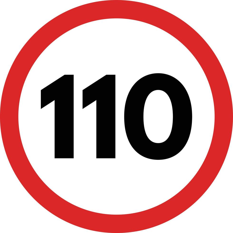 110 Geschwindigkeit Einschränkung Straße Zeichen Vektor . der Verkehr Zeichen Geschwindigkeit Grenze 110