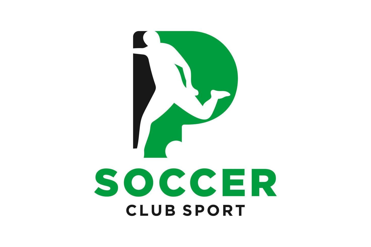 Vektor Initialen Brief p mit Fußball kreativ geometrisch modern Logo Design.