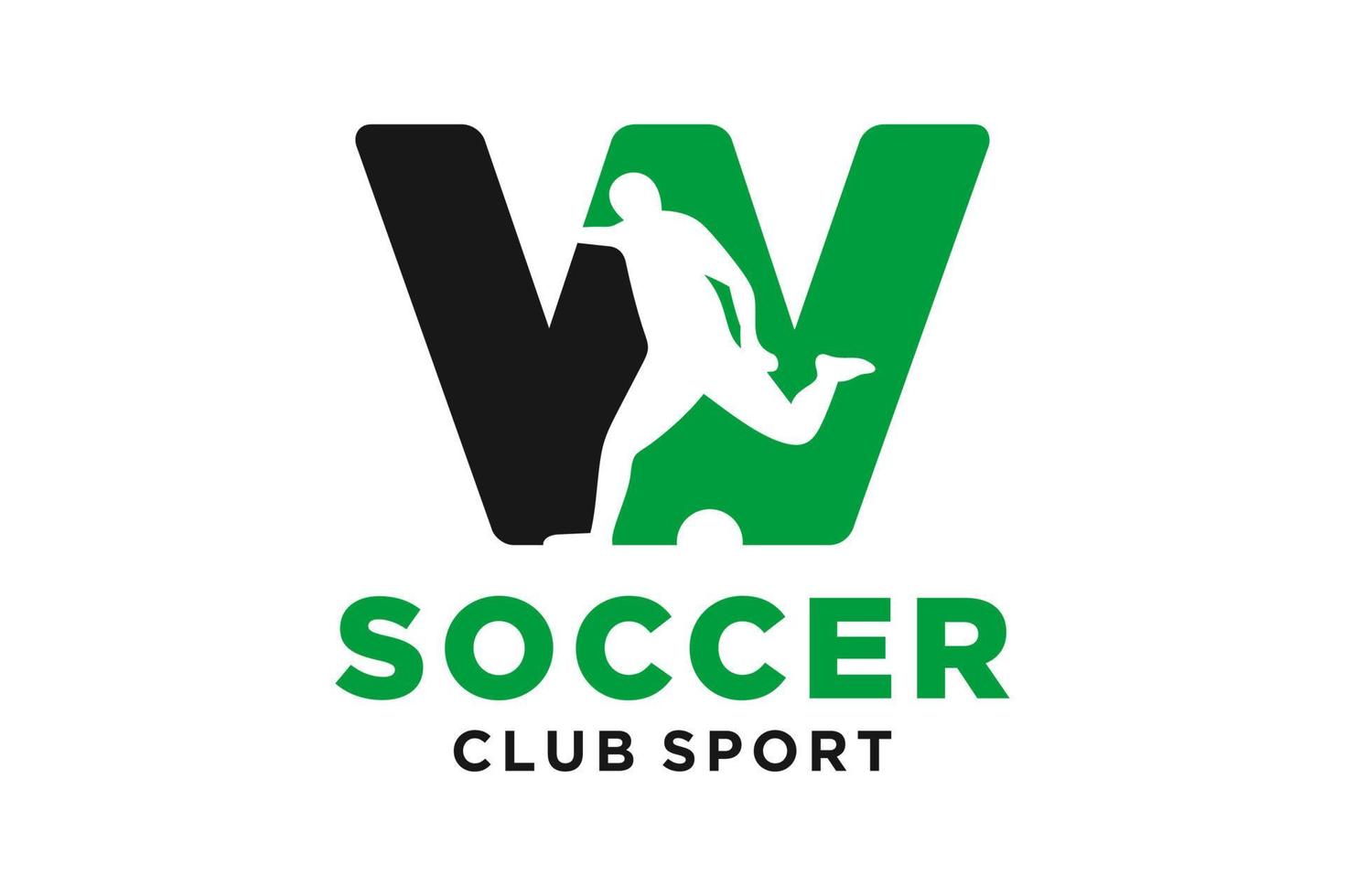 Vektor Initialen Brief w mit Fußball kreativ geometrisch modern Logo Design.