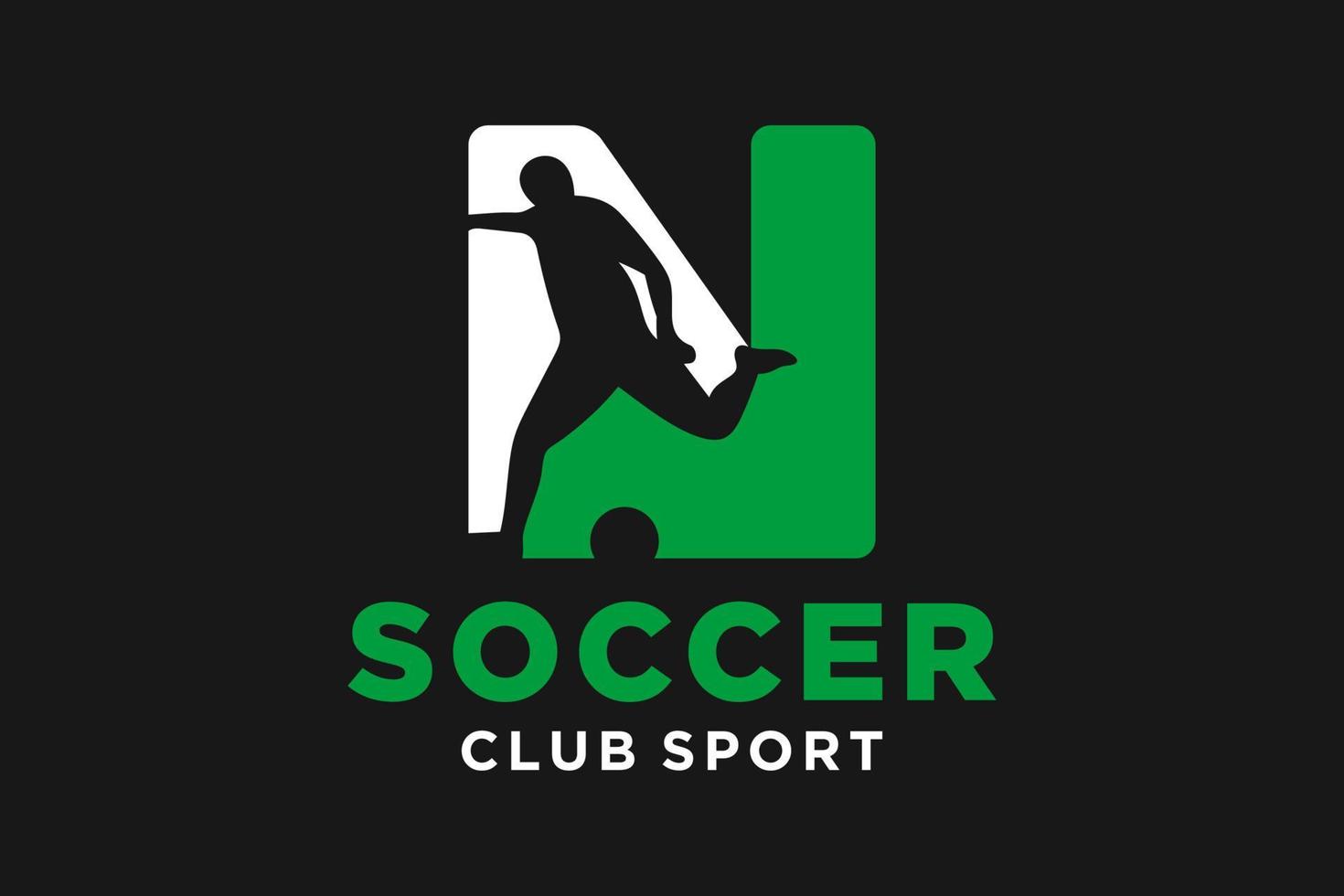 Vektor Initialen Brief n mit Fußball kreativ geometrisch modern Logo Design.