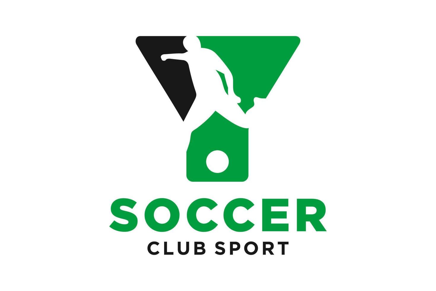 Vektor Initialen Brief y mit Fußball kreativ geometrisch modern Logo Design.