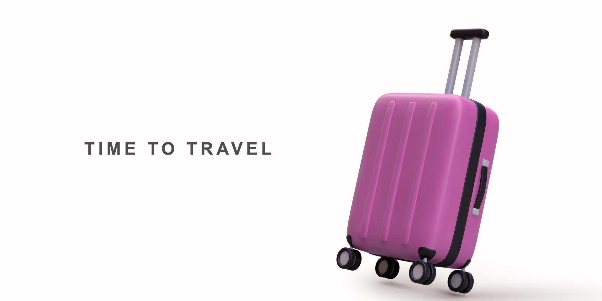 3d realistisch lila Reise Wagen Tasche auf Weiß Hintergrund. Vektor Illustration.