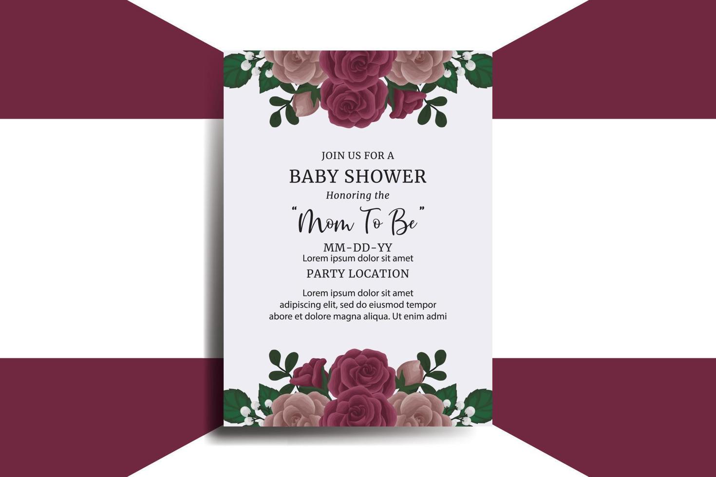 Baby Dusche Gruß Karte kastanienbraun Rose Blume Design Vorlage vektor