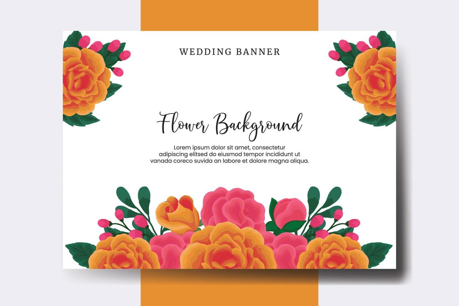 Hochzeit Banner Blume Hintergrund, Digital Aquarell Hand gezeichnet Orange Rose Blume Design Vorlage vektor
