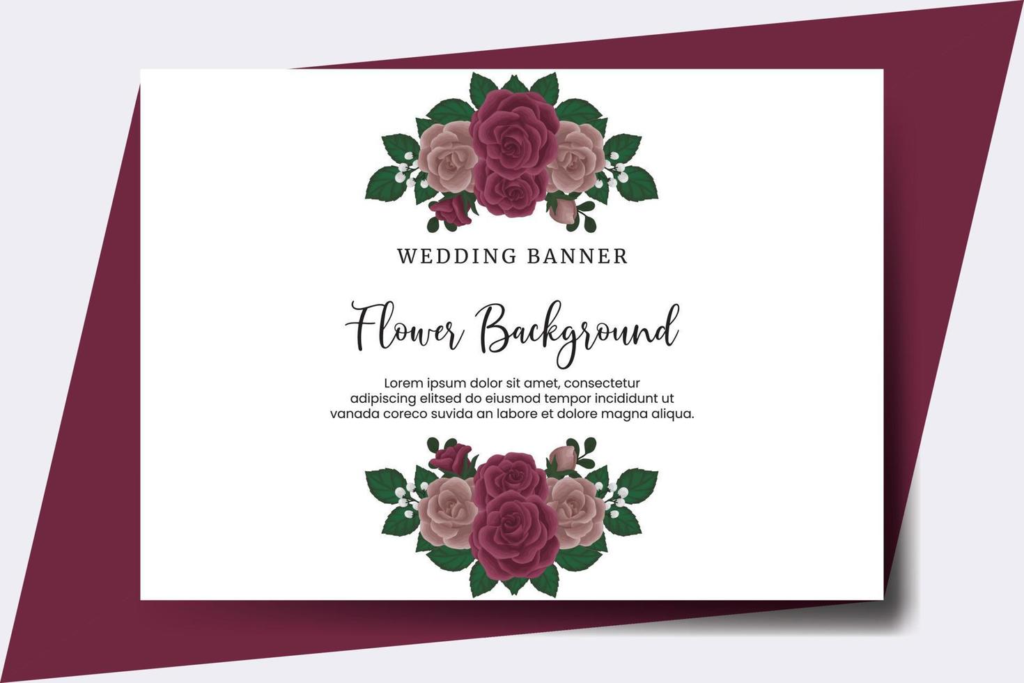 Hochzeit Banner Blume Hintergrund, Digital Aquarell Hand gezeichnet kastanienbraun Rose Blume Design Vorlage vektor