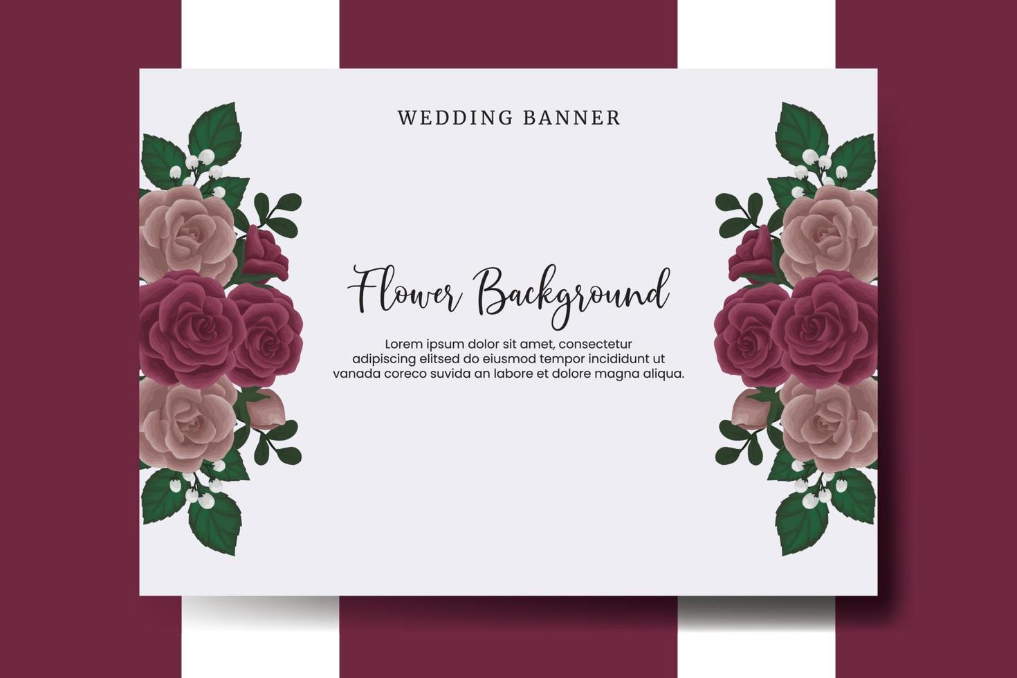 Hochzeit Banner Blume Hintergrund, Digital Aquarell Hand gezeichnet kastanienbraun Rose Blume Design Vorlage vektor