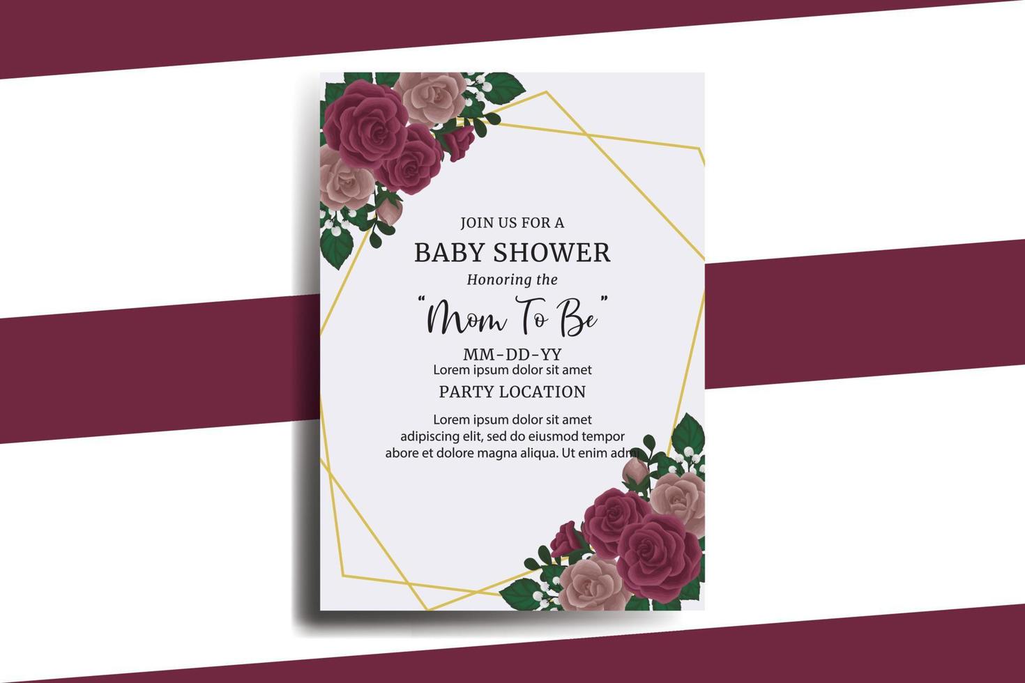 Baby Dusche Gruß Karte kastanienbraun Rose Blume Design Vorlage vektor