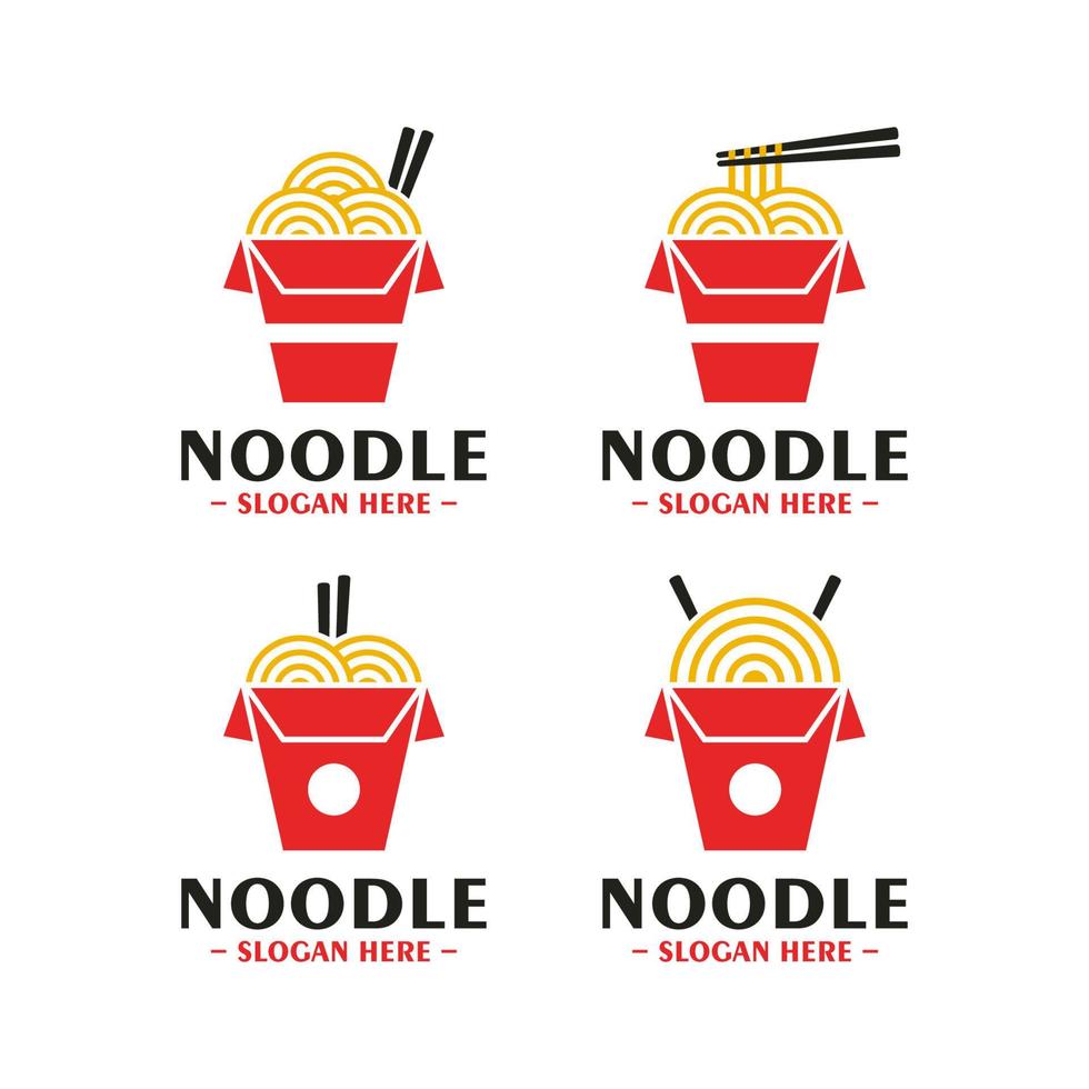 asiatisk mat låda nudel logotyp design samling vektor