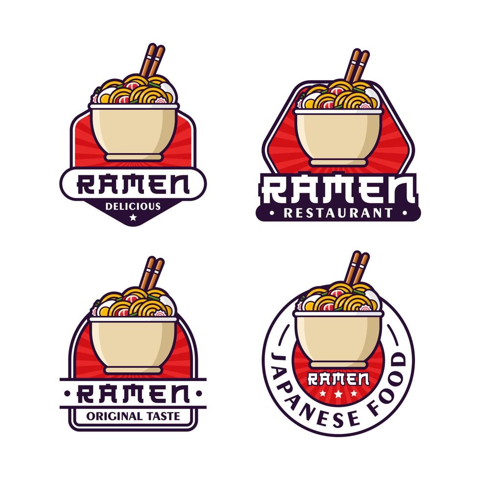 Ramen Nudel Restaurant Design Logo Sammlung vektor
