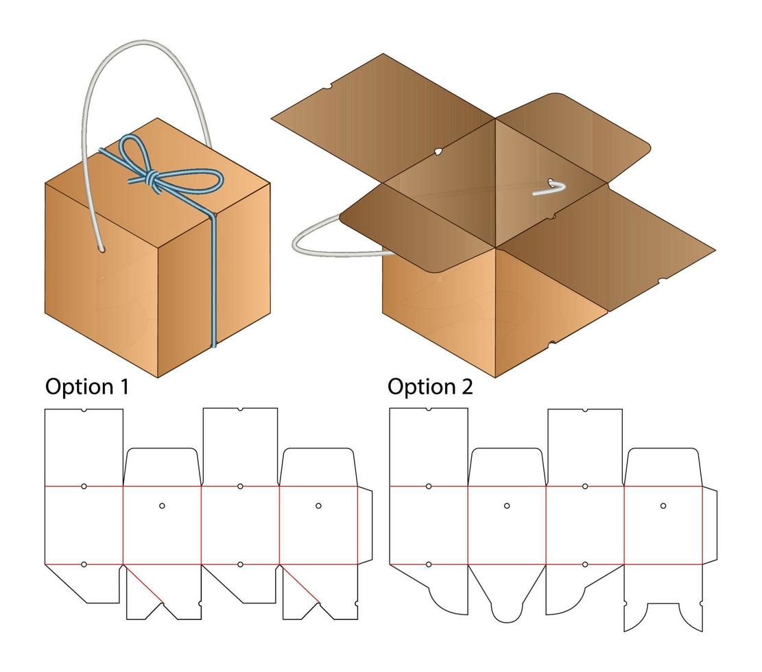 Box Verpackung gestanzte Vorlage Design. 3D-Modell vektor