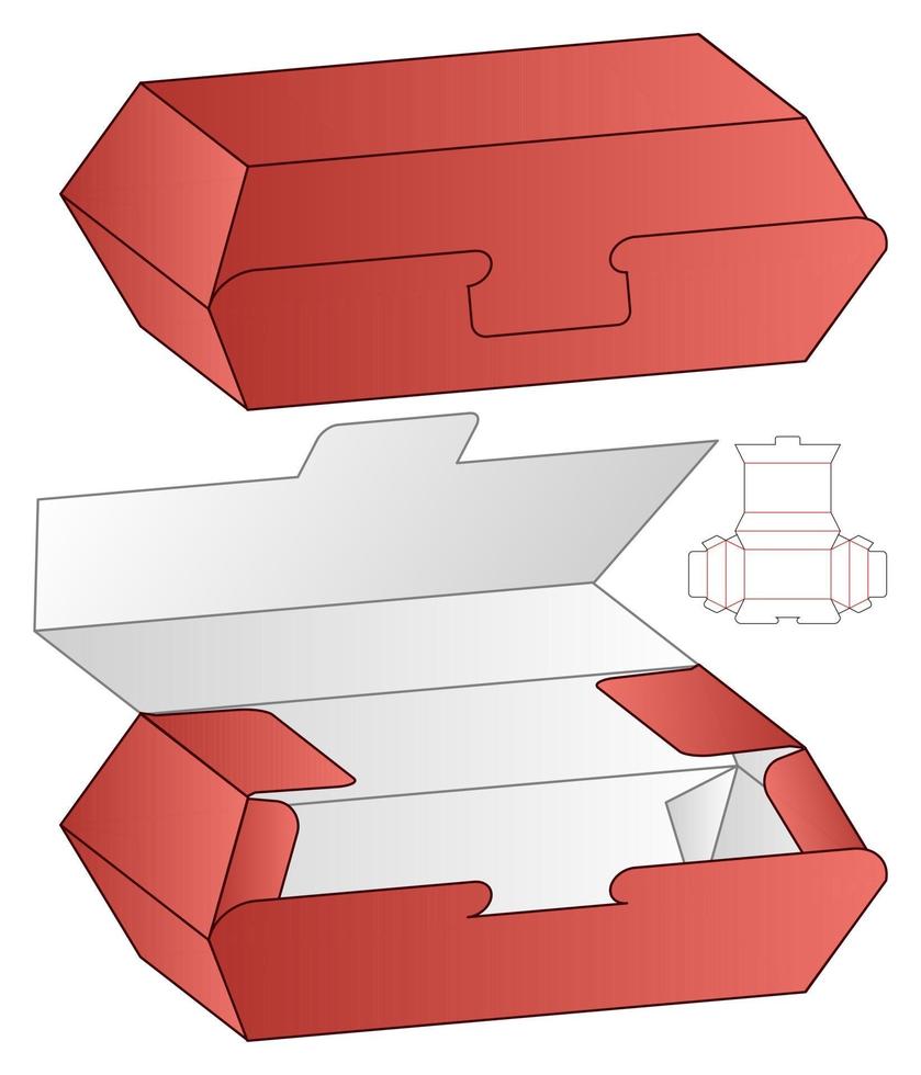 Box Verpackung gestanzte Vorlage Design. 3D-Modell vektor