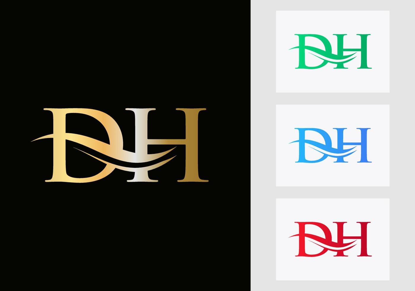 brev dh logotyp design. dh logotyp mall vektor