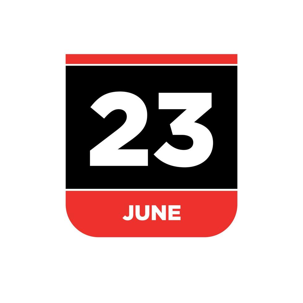23 .. Juni Kalender Datum Vektor Symbol. 32 Juni Beschriftung.