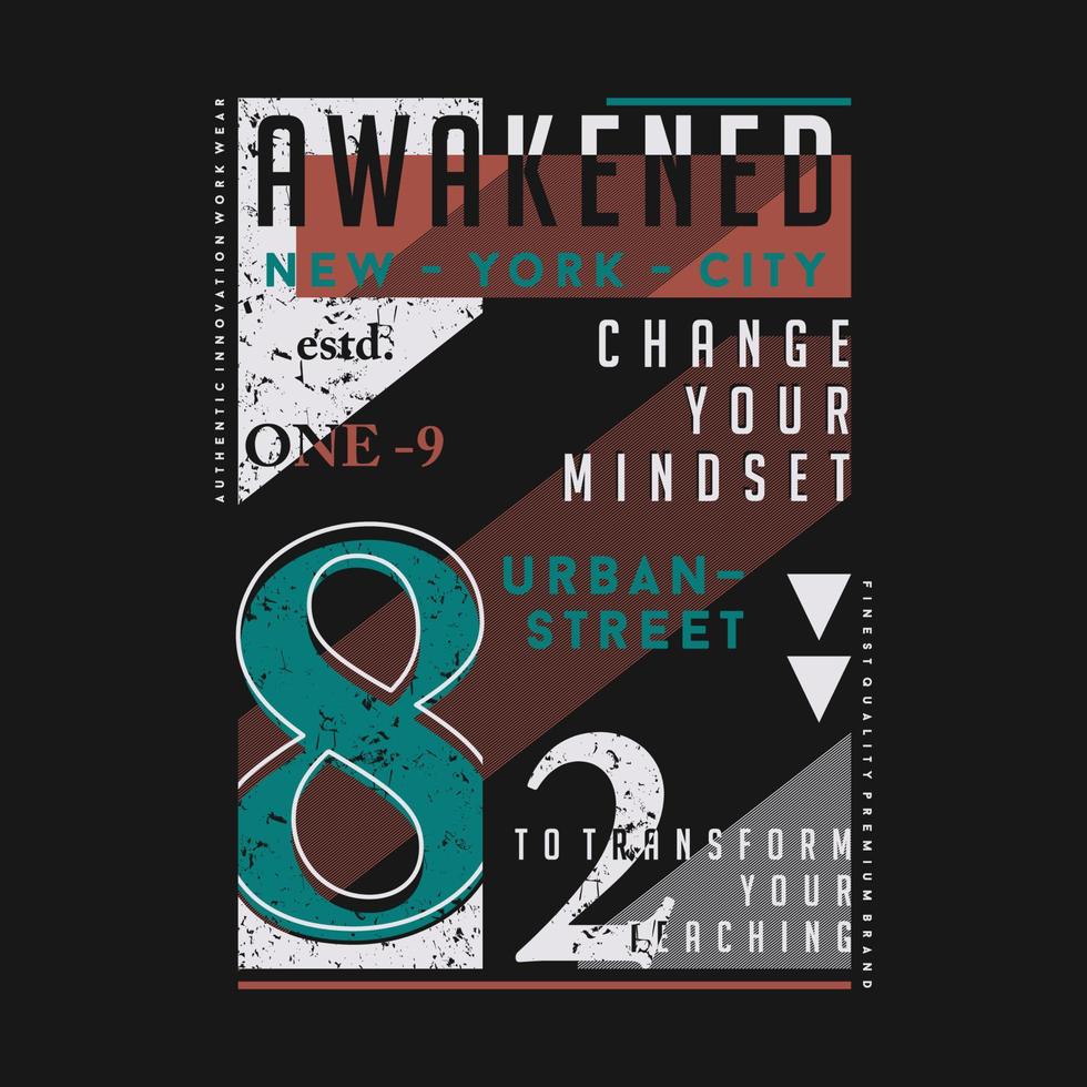 Awakened text abstrakt, typografi design vektor, grafisk illustration, för t skjorta vektor