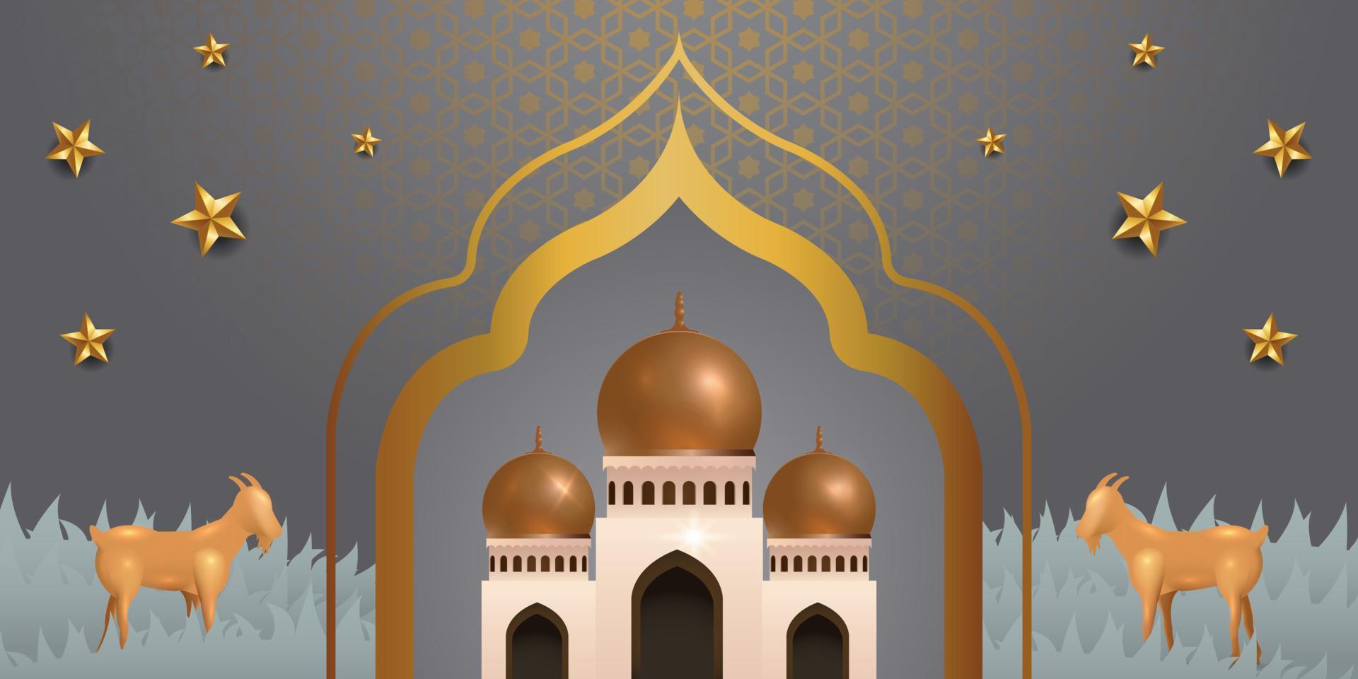 eid al adha Mubarak das Feier von Muslim Gemeinschaft Festival Hintergrund design.vektor Illustration. grau Hintergrund. vektor