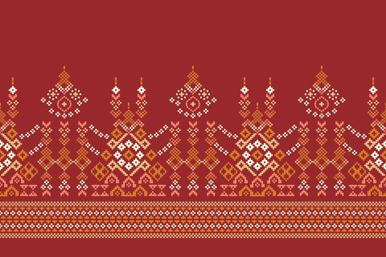 ethnisch geometrisch Stoff Muster Kreuz Stich.ikat Stickerei ethnisch orientalisch Pixel Muster Purpur rot Hintergrund. abstrakt,vektor,illustration.für Textur, Kleidung, Verpackung, Dekoration, Teppich. vektor