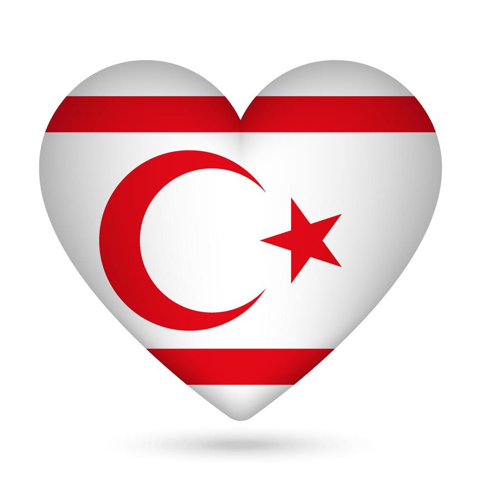 turkiska republik av nordlig cypern flagga i hjärta form. vektor illustration.
