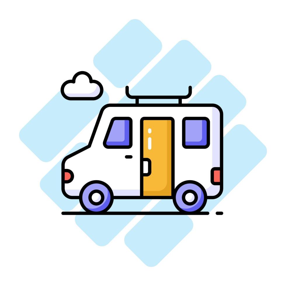 en skåpbil för reser, hugg detta redigerbar ikon av resa skåpbil, minibus för reser vektor