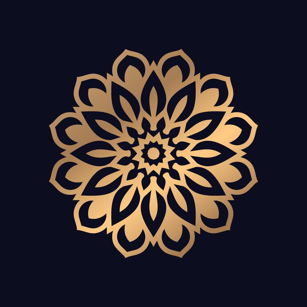 Prämie Gold Farbe Zier Mandala Design Hintergrund vektor