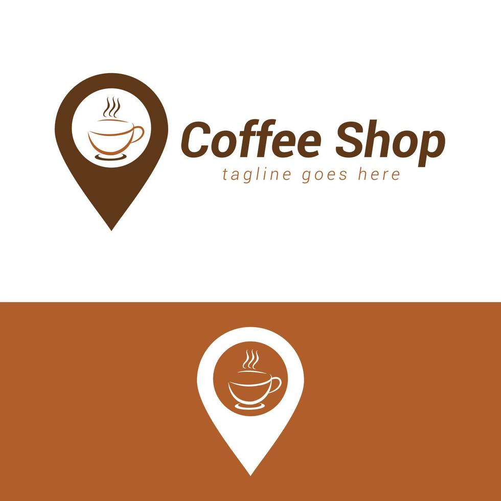 kaffe affär vektor logotyp design med plats ikon.