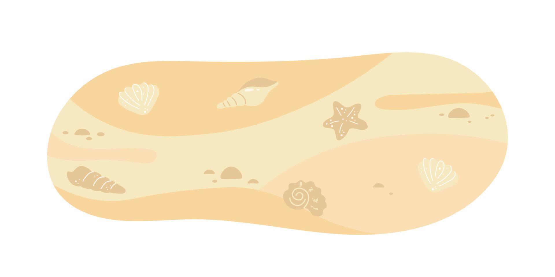 Sommer- Zeit. oben Aussicht von ein exotisch leeren Strand mit Meer Sterne und Muscheln. Vektor Illustration